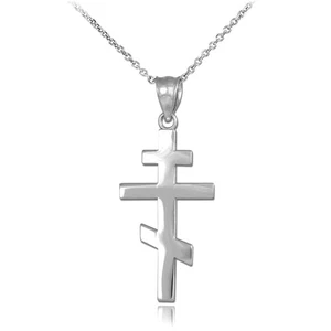 Religiöser Schmuck 925 Sterling Silber Schlicht Russisch Orthodox Kreuz Anhänger Ne... - Bild 1 von 4