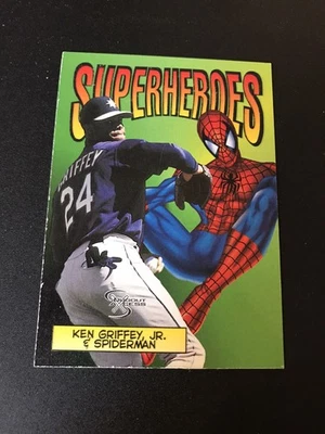 Ken Griffey Jr 1998 Skybox Dugout Axcess Superheroes Spiderman Card #3 EX+ - Image 1 of 2