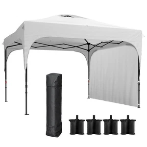 Outsunny Gazebo da Giardino 3x3 m Pieghevole e Regolabile su 3 Livelli Bianco - Foto 1 di 10
