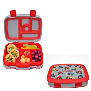 Bentgo Kids Prints 5 Fächer Bento-Stil Kinder Brotdose Schule Rot LKW - Bild 1 von 7