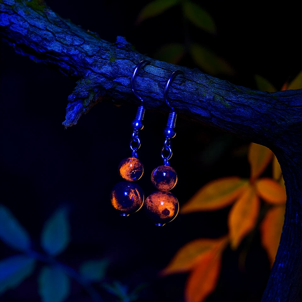 Pendientes de calabaza de piedras preciosas Yooperlita raros ¡resplan en la oscuridad! Foto 1 de 4