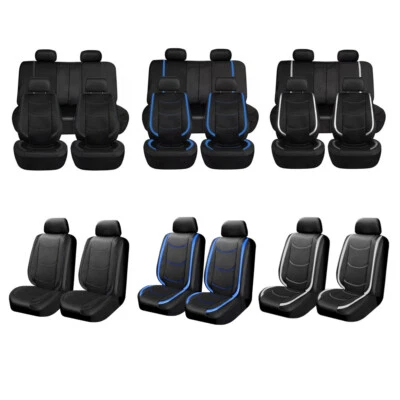 2/5-Seats Car Seat Covers Full Set Leather Cushion Protector Front Rear For BMW Foto 1 de 4