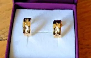 375 9CT GOLD CIRCLE FINE JEWELLERY EARRINGS 0.6G #1J ANNIVERSARY FREE UK PP💕❤️ - Picture 1 of 6