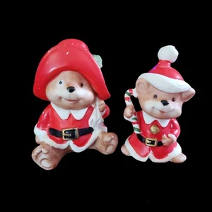 Homco Christmas Bears Animal Figurine Set of 2 - Picture 1 of 11