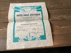 Certificado del Círculo Polar Ártico 1955 Interior Airways muy raro - Imagen 1 de 3