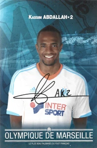 FUSSBALL KARTE KASSIM ABDALLAH OLYMPIQUE MARSEILLE 2012/13 UNTERSCHRIFT GEDRUCKT - Bild 1 von 1