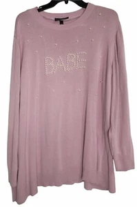 maglione lane bryant 26 28 3X Plus rosa polvere BABE in perle finte maniche lunghe - Foto 1 di 6