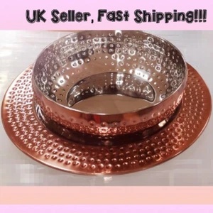Copper Coat Shade Dimple HAMMERED Fruit Bowl Plate Set Christmas Dine Decor Gift - Picture 1 of 5
