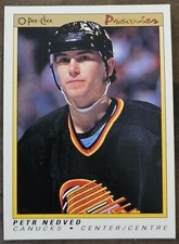 1990-91 O-Pee-Chee Premier Hockey #81 Petr Nedved Rookie card Vancouver Canucks