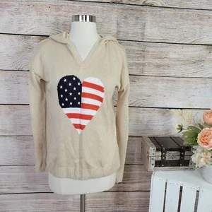 NWT Marled Reunited Heart Flag Star Sweater Hoodie Large - Picture 1 of 7