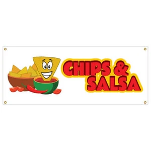 Banner de chips y salsa resistente vinilo de 13 oz con ojales - Imagen 1 de 4