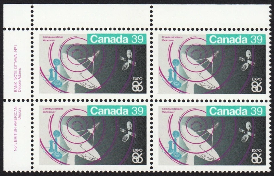 VANCOUVER, EXPO 86 = Canada 1986 #1079 MNH UL BLOCK OF 4 - Image 1 of 1