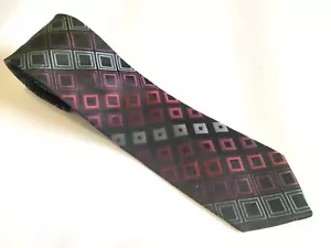 Men's KENNETH COLE REACTION Silk NECKTIE Tie RED BLACK GRAY NARROW - Picture 1 of 3