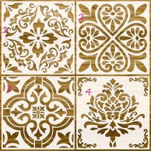 Große Deko Art Deco Ananas Wirbel Blume Schablone für Fliesen und Basteln - Bild 1 von 2
