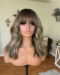 12" Aschblonde Hilghlight Kurzwellen Perücke mit Pony 13x4 Lace Front Perücken - Bild 1 von 7