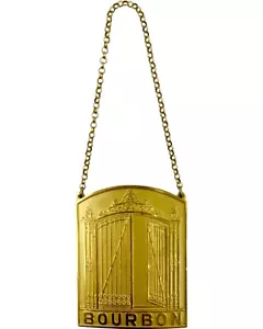 Vintage The 21 Club NYC Restaurant Decanter Tag Bourbon Liquor Gilt Barware - Picture 1 of 12