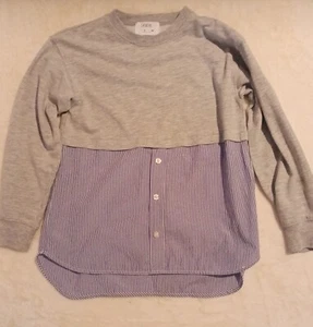 Zara Girls Half Shirt/Sweatshirt Blue Stripes And Grey Size 9 - Picture 1 of 3