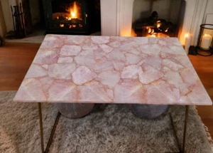 Rose Quartz Stone Console Bar Table Handmade Custom Hotel Furniture Hallway Deco - Picture 1 of 10