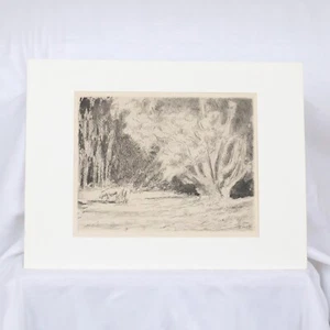 Maximilien LUCE (1858–1941) „Landschaft mit Kühen“ Original Radierung ca 1910 - Bild 1 von 9