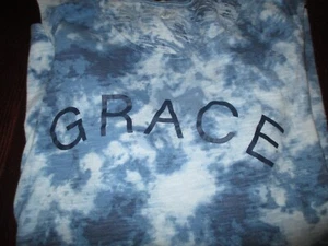 Womens blue white tie dye cold shoulder short sleeve shirt GRACE CATO size XL - Picture 1 of 2