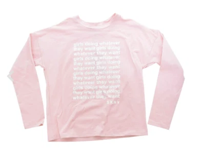 DKNY Girls Pink & Silver Graphic Long Sleeve T-Shirt 12 Years BNWT - Image 1 of 2