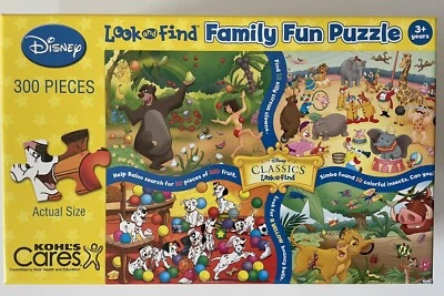 Disney Look Find Family Fun Puzzle 300 Pc Lion King Jungle Book Dalmations Dumbo - Image 1 of 4