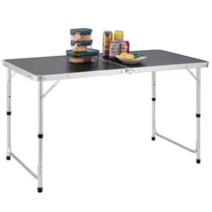 Tavolo Campeggio Picnic in Alluminio Altezza Regolabile Pieghevole Grigio 60x120 - Foto 1 di 5