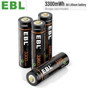 EBL USB Rechargeable Batteries 1.5v AA 3300mWh Li-ion Lithium w/ Micro USB Cable - Picture 1 of 11