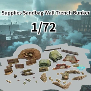 Diorama 1/72 Military Supplies Sandbag Wall Trench Bunker Scene Display Model - Picture 1 of 49