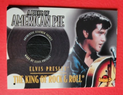 ELVIS PRESLEY WORN LEATHER JACKET SWATCH RELIC CARD 2001 TOPPS AMERICAN PIE KING - Image 1 of 2
