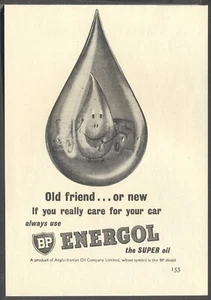 Anuncio vintage de 1950 para BP ENERGOL - el Super Oil. P&P gratis Reino Unido - Imagen 1 de 1