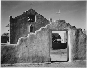 Ansel Adams - Church Taos Pueblo Landmark New Mexico 1941 - 17" x 22" Art Print - Picture 1 of 1
