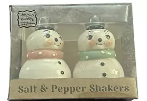 New! Johanna Parker Christmas Vintage Retro 3” Snowman Salt Pepper Shakers - Picture 1 of 6