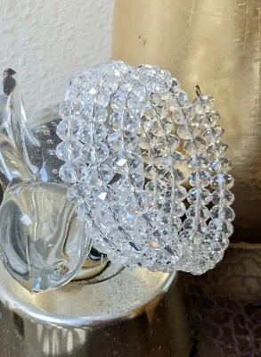 Coil Wrap Bracelet Crystal Clear White Bling Crystal Bead Memory Wire Bracelet - Image 1 of 3
