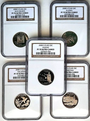 2008-S  Clad Proof State Quarter Set ( 5 Coins) NGC PF 70 Ultra Cameo - Image 1 of 4