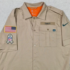 Philadelphia Eagles Shirt Men's M Beige Nike Salute To Service USA Rip Stop NFL - Picture 1 of 15