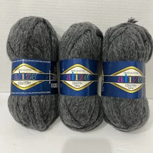 Lot Of 3 Alize Trend Collection Yarn 197 Gray Acrylic 37yd/100g each Skeins - Picture 1 of 7