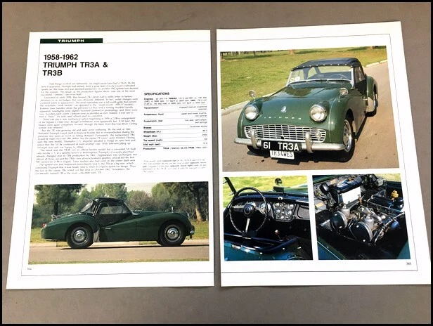 Triumph TR3A TR3B Car Review Print Article with Specs 1959 1960 1961 1962 P384 Foto 1 de 1
