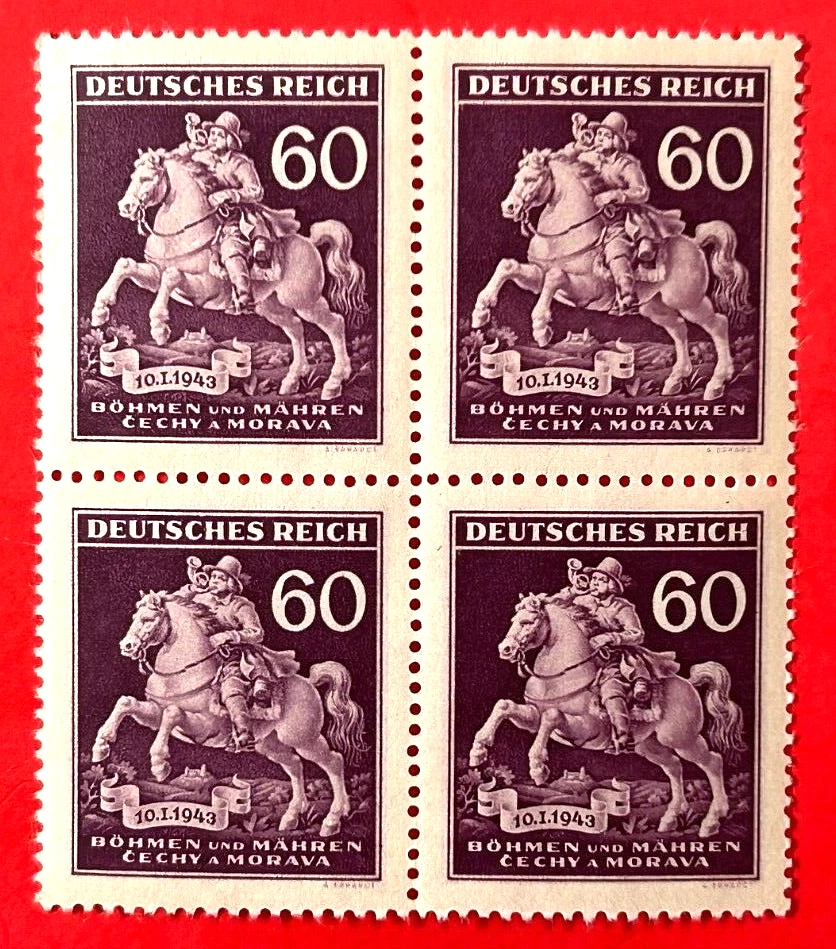 GERMANY BOHMEN & MAHREN Sc#84 1943 Block of 4 MNH OG VF/XF (17-348) - Image 1 of 3