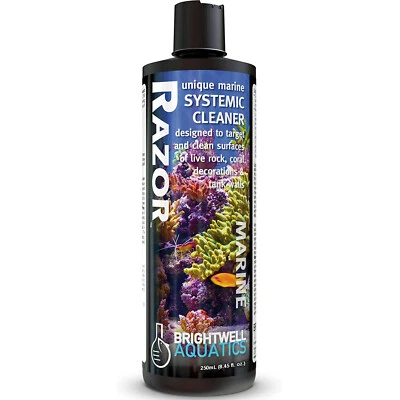 Limpiador sistémico único para acuario de arrecife Brightwell Aquatics Razor Marine 250 ml Foto 1 de 2
