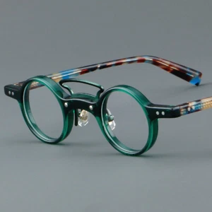 Gafas de lectura japonesas retro de acetato borde completo redondas pequeñas para lector - Imagen 1 de 19