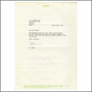 The Beatles Related 1975 Apple Corps Letter Signed By An Apple Employee (UK). - Picture 1 of 1