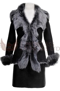Chaqueta Corta de Cuero de Oveja Toscana Gamuza Negra Brissa - Imagen 1 de 3