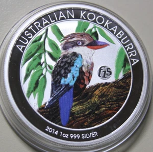 Australia 1 Dollaro 2014 Argento 1 Oncia Kookaburra #F4187 Privy Mark Fab15 Solo - Foto 1 di 6