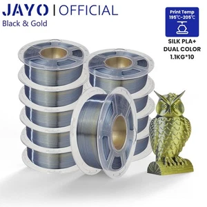 11 kg Jayo Seide PLA+ 3D Filament 1,75 mm zweifarbig schwarz gold glänzend bunt - Bild 1 von 18