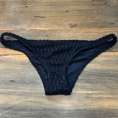 Traje de baño Roxy negro parte inferior de bikini detalle de ganchillo mediano M verano playa Foto 1 de 4
