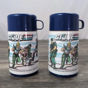 Vintage 80er GI Joe Aladdin Flip Top Deckel Lunchbox Thermoskanne 1986 passendes Set Hasbro - Bild 1 von 12
