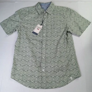 Camicia Chaps Seacoast Wash Chambray tessuto uomo S piccola verde stampa azteca - Foto 1 di 7