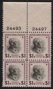 832 ($1.00 Prexy) Plate Block w/o Arrow Mint, O.G., never hinged. Free Shipping. - Picture 1 of 1
