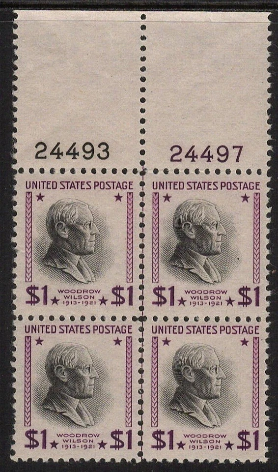 832 ($1.00 Prexy) Plate Block w/o Arrow Mint, O.G., never hinged. Free Shipping. - Image 1 of 1